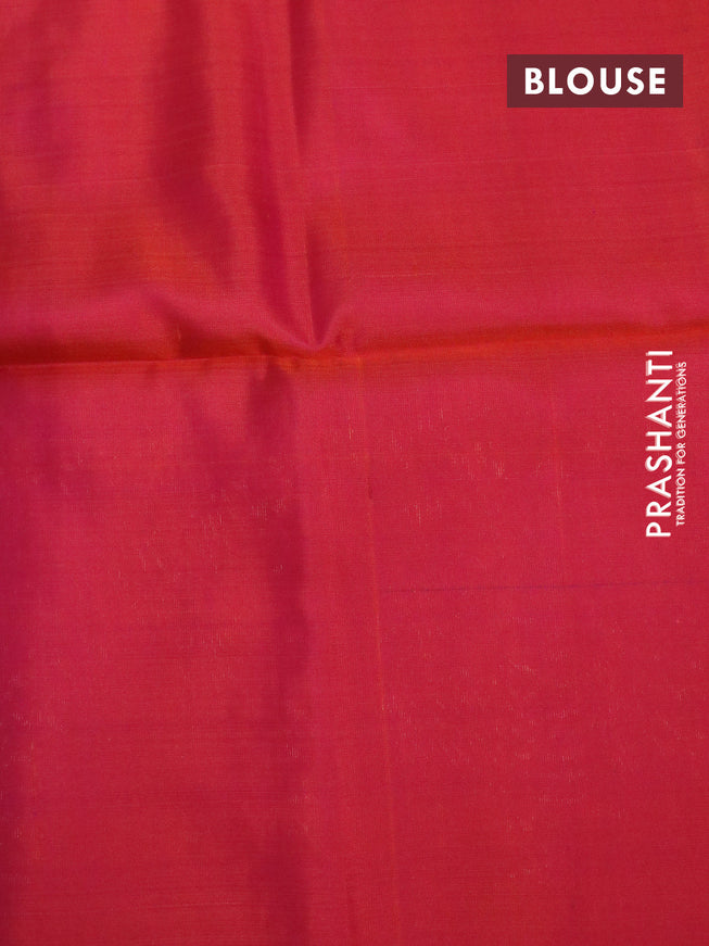 Pure soft silk partly saree light green and dual shade of pinkish orange with silver & gold zari woven buttas in borderless style