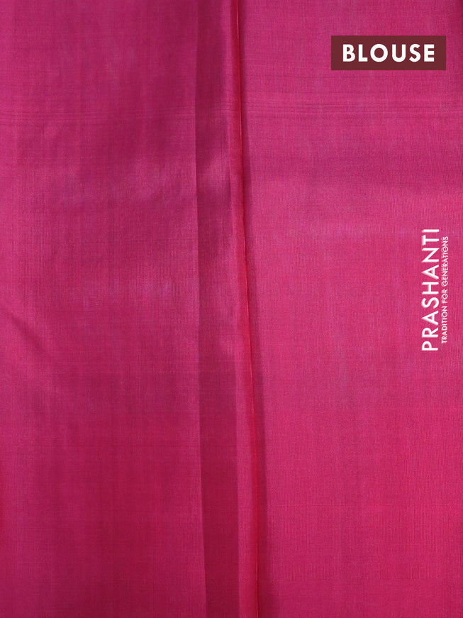 Pure soft silk saree dual shade of cs blue and pink with allover silver zari woven brocade weaves and silver zari woven border