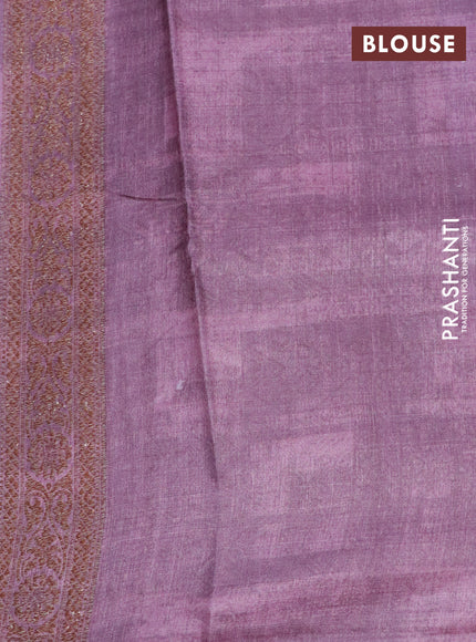 Banarasi tussar silk saree wine shade with woven buttas & allover prints and woven border