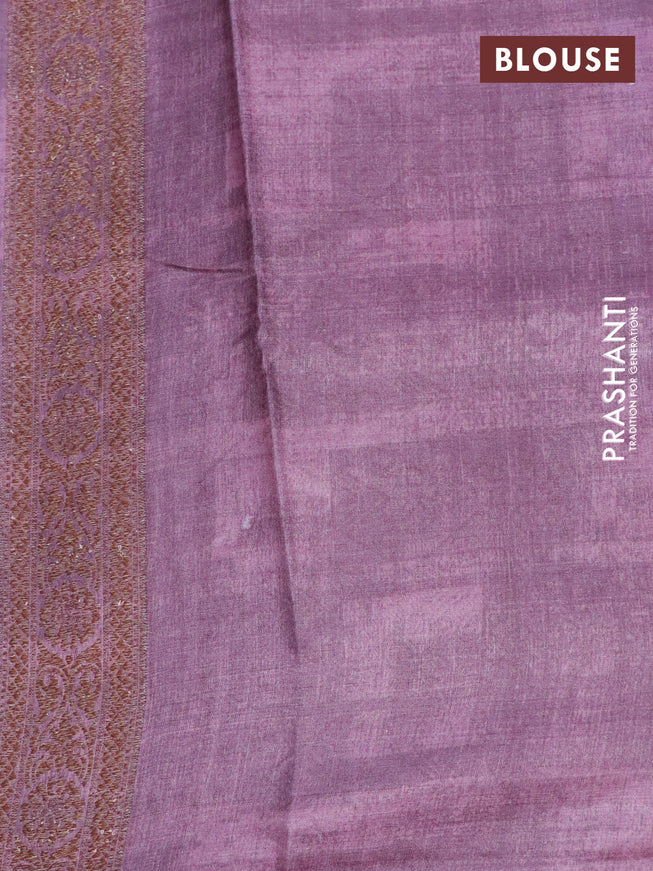 Banarasi tussar silk saree wine shade with woven buttas & allover prints and woven border