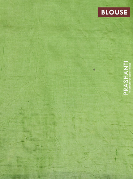 Pure tussar silk saree light green and wine shade with kalamkari prints & cut work and cut work border