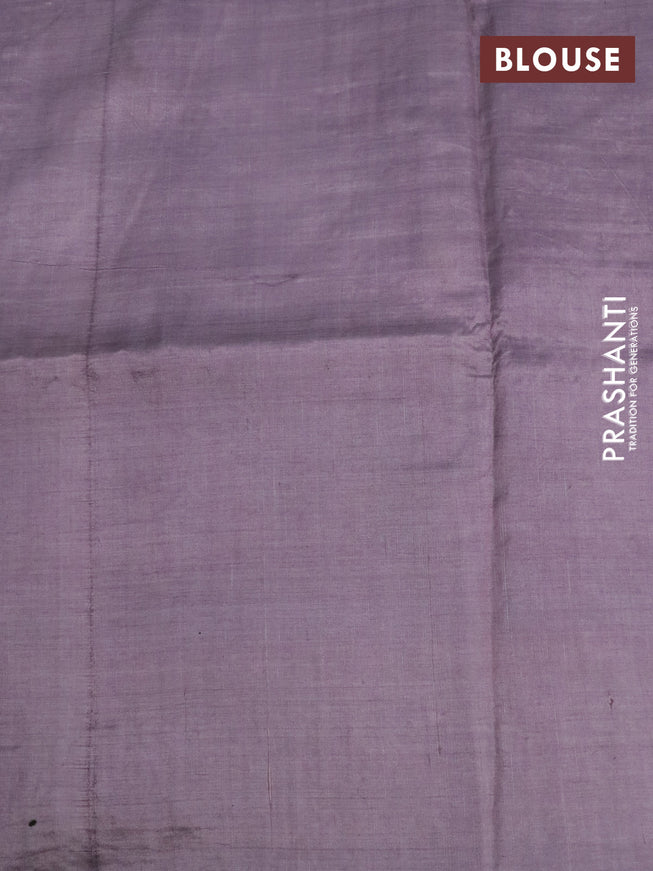 Pure tussar silk saree pastel purple and wine shade with kalamkari prints & cut work and cut work border