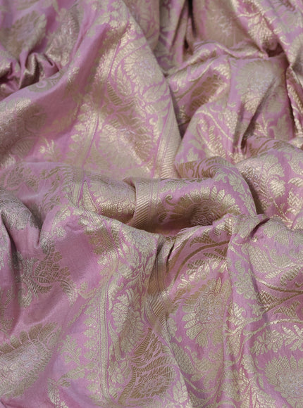 Pure banarasi uppada silk saree pastel pink with allover zari weaves and zari woven border