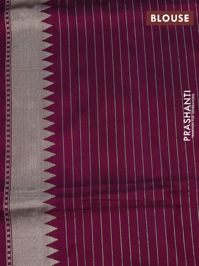 Pure banarasi uppada silk saree dark magenta pink and pink with allover zari weaves and zari woven border