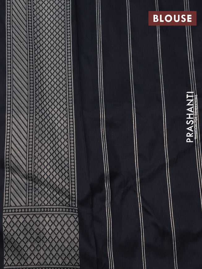 Pure banarasi uppada silk saree black and purple with allover thread & zari woven brocade weaves and zari woven border