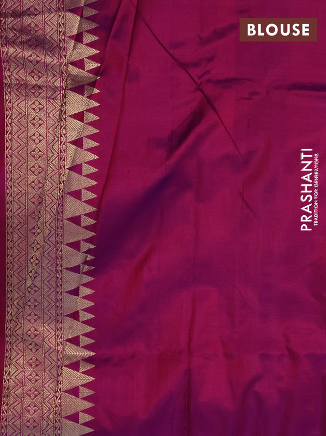 Pure banarasi uppada silk saree dual shade of purple with allover zari weaves in borderless style