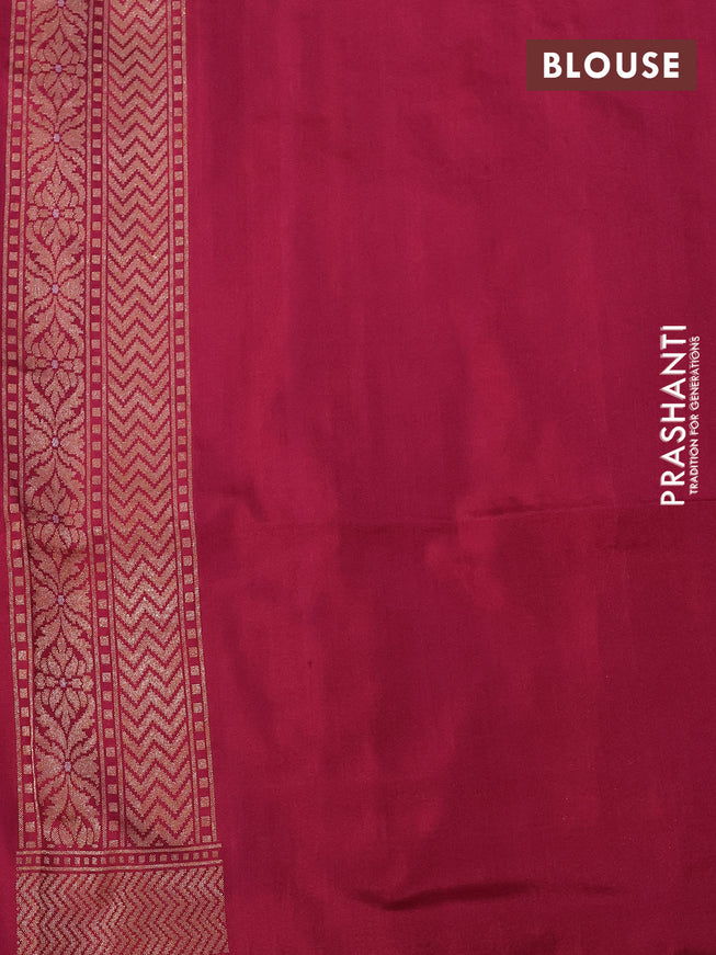 Pure banarasi uppada silk saree maroon with allover silver & gold zari weaves and zari woven border