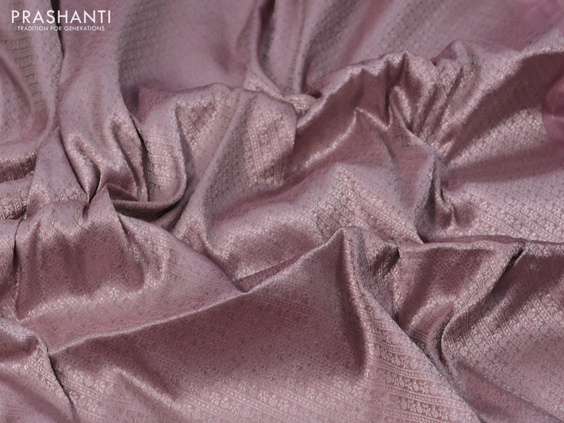 Pure banarasi uppada silk saree pastel pink with allover silver woven brocade weaves and silver zari woven border