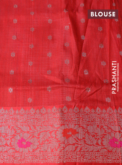 Banarasi handloom dupion silk saree green and red with thread & zari woven buttas and woven border