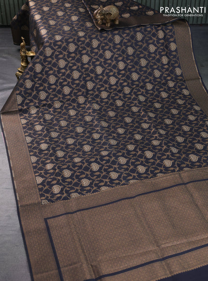 Banarasi handloom dupion silk saree elephant grey with allover thread & zari weaves and zari woven border