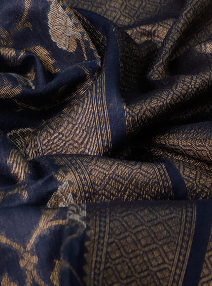 Banarasi handloom dupion silk saree elephant grey with allover thread & zari weaves and zari woven border