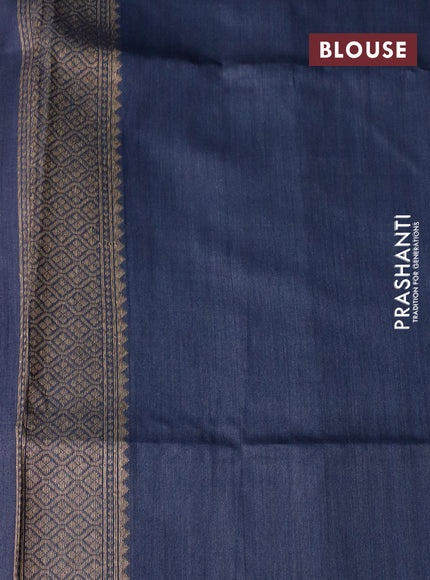 Banarasi handloom dupion silk saree elephant grey with allover thread & zari weaves and zari woven border