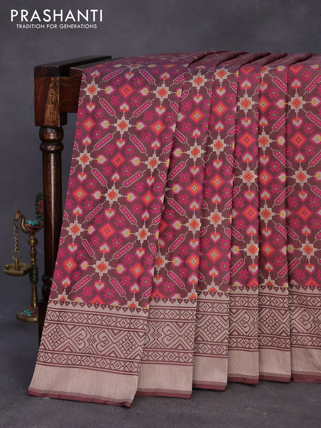 Banarasi handloom dupion silk saree brown shade with allover thread & zari weaves and zari woven border