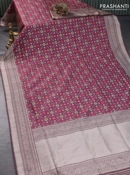 Banarasi handloom dupion silk saree brown shade with allover thread & zari weaves and zari woven border