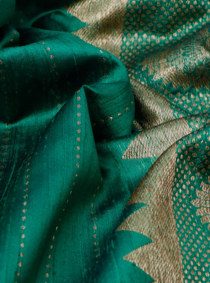 Banarasi handloom dupion silk saree green and red with allover zari weaves & buttas and woven border