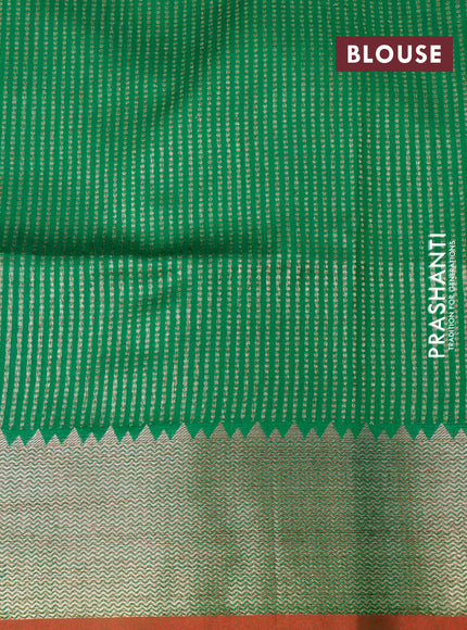 Banarasi handloom dupion silk saree green and red with allover zari weaves & buttas and woven border