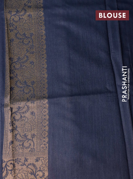 Banarasi handloom dupion silk saree black with allover floral zari weaves and zari woven border