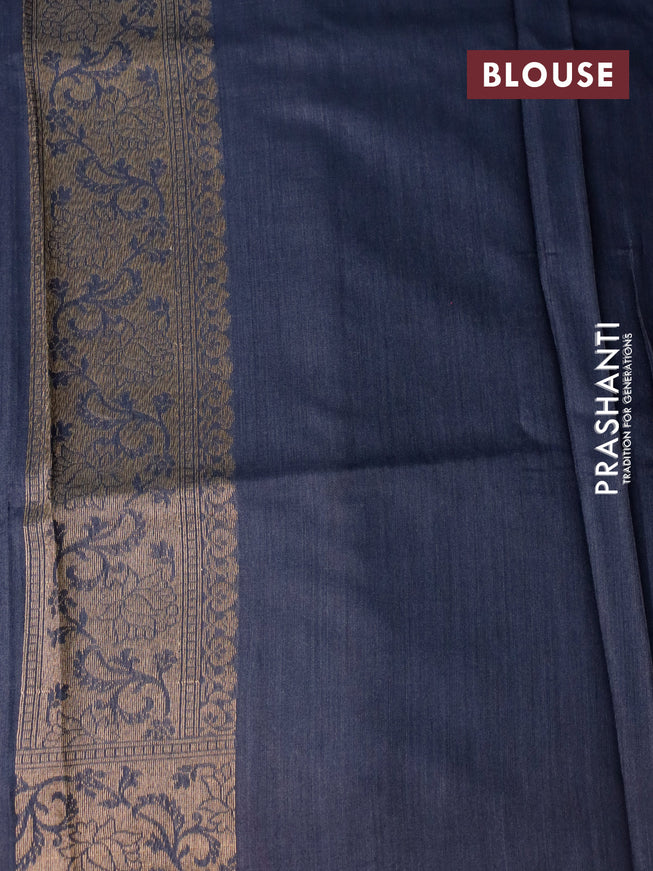 Banarasi handloom dupion silk saree black with allover floral zari weaves and zari woven border