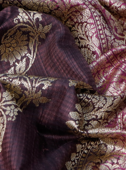 Banarasi handloom dupion silk saree rosy brown and magenta pink with allover thread & zari weaves and zari woven border