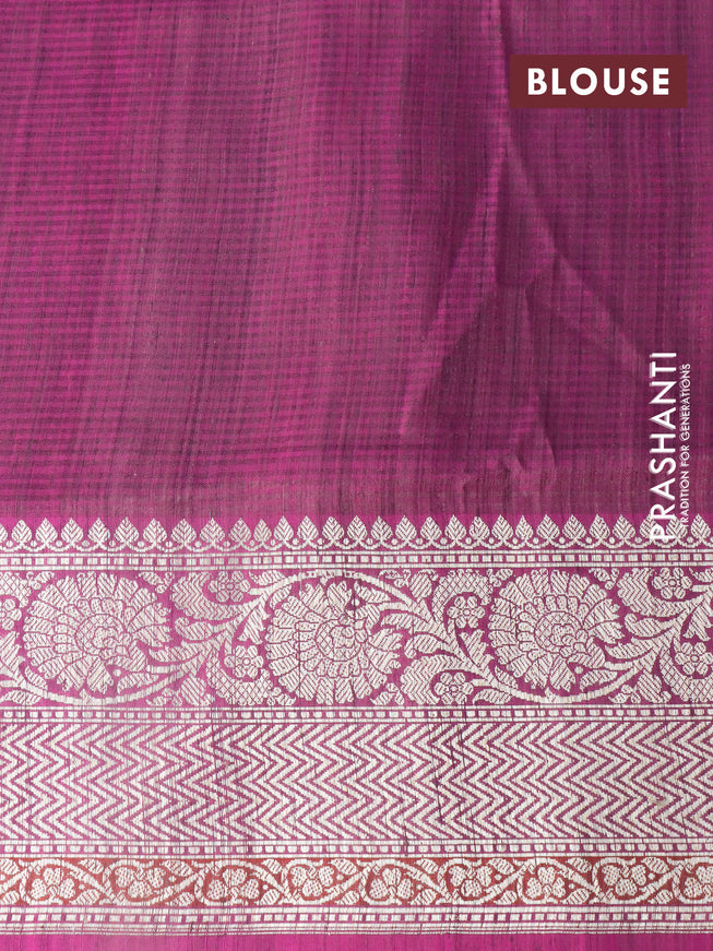 Banarasi handloom dupion silk saree rosy brown and magenta pink with allover thread & zari weaves and zari woven border