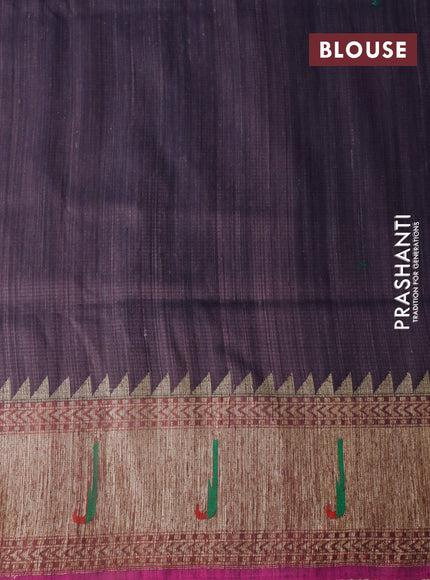 Banarasi handloom dupion silk saree rosy brown and pink with zari woven cion buttas and zari woven muniya butta border