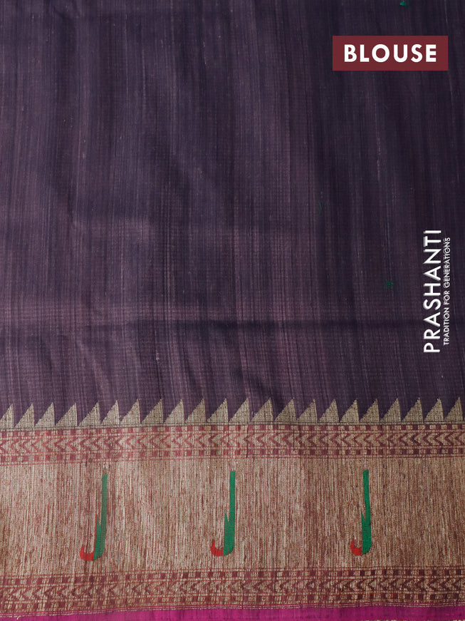 Banarasi handloom dupion silk saree rosy brown and pink with zari woven cion buttas and zari woven muniya butta border