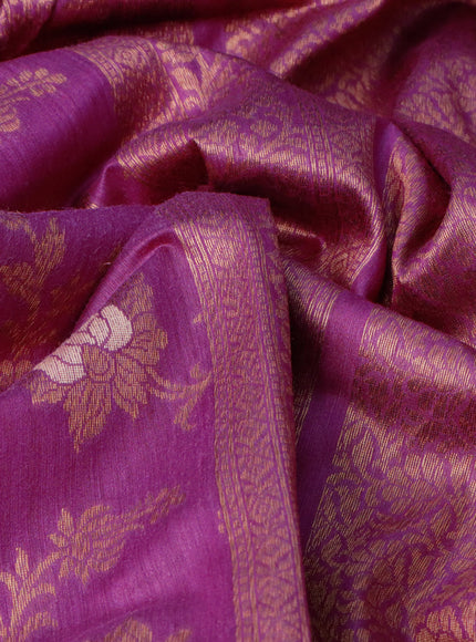 Banarasi handloom dupion silk saree magenta pink with allover thread & zari woven floral weaves and zari woven border