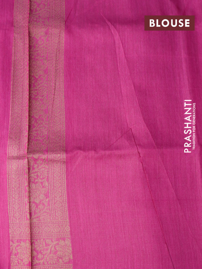 Banarasi handloom dupion silk saree magenta pink with allover thread & zari woven floral weaves and zari woven border