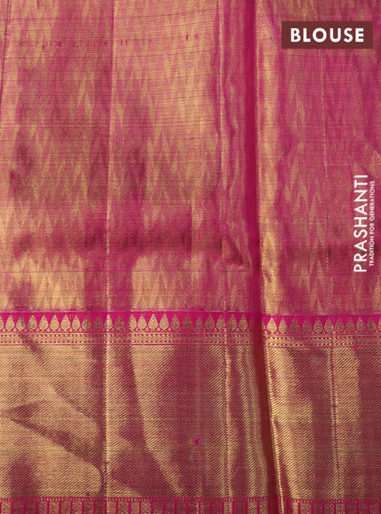 Pure kanchipuram tissue silk saree lavender and pink with allover thread & zari woven brocade weaves and long rich zari woven border