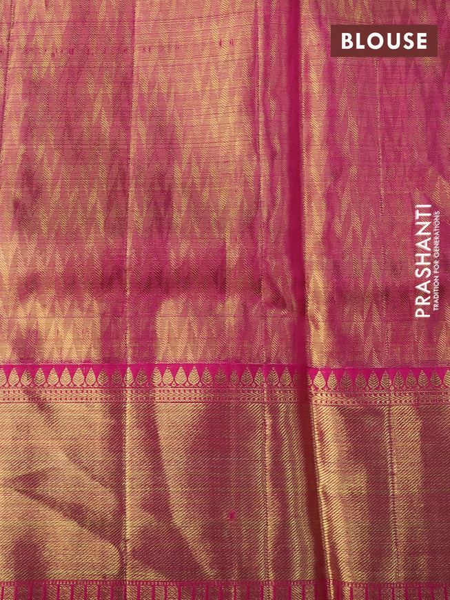 Pure kanchipuram tissue silk saree lavender and pink with allover thread & zari woven brocade weaves and long rich zari woven border