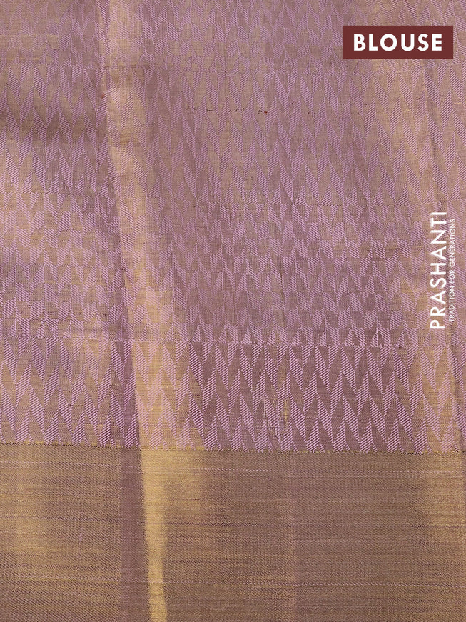 Pure kanchipuram tissue silk saree gold and pastel pink with allover zari woven brocade weaves and long rich zari woven border