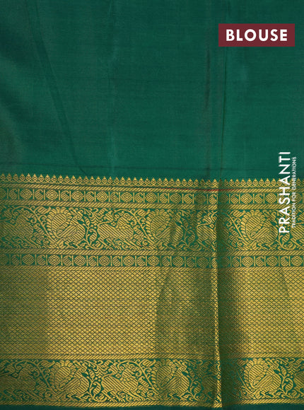 Pure kanchipuram silk saree mustard yellow and green with allover annam zari weaves and embroidery cut work zari border