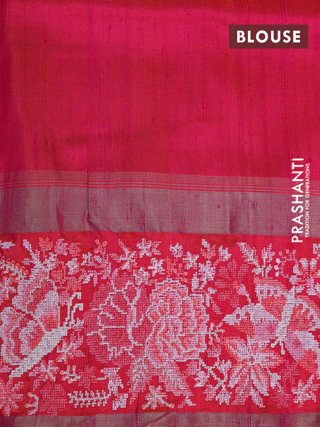 Pure kanchipuram silk saree lime green and dual shade of pink with annam zari woven buttas and embroidery work zari border