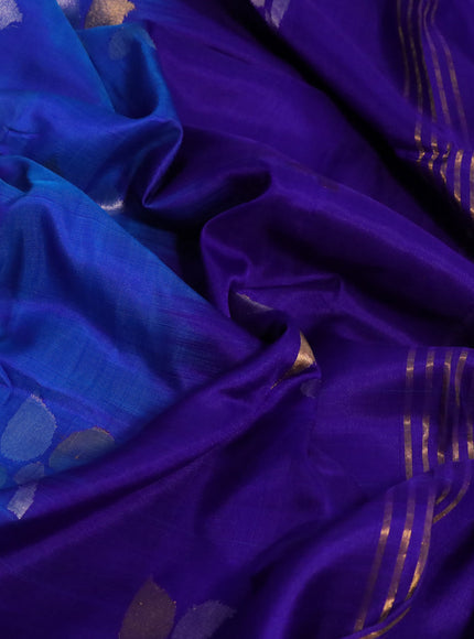 Pure uppada silk saree dual shade of blue and blue with jamdhani buttas and zari woven border & jamdhani design pallu