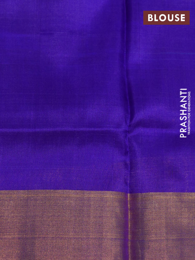 Pure uppada silk saree dual shade of blue and blue with jamdhani buttas and zari woven border & jamdhani design pallu