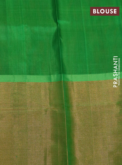 Pure uppada silk saree maroon and parrot green with allover zari woven brocade weaves and long zari woven border