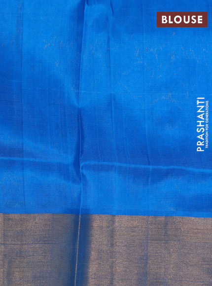 Pure uppada silk saree dual shade of greenish maroon and cs blue with allover zari woven brocade weaves and long zari woven border