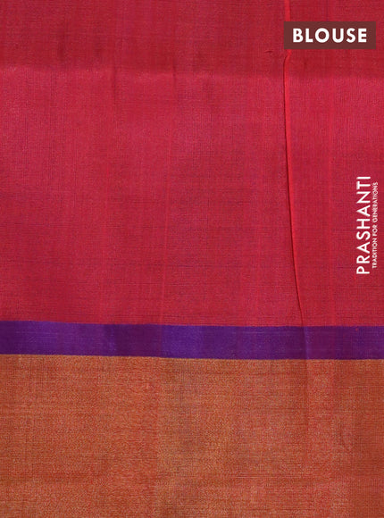 Pure uppada silk saree pink shade and blue with allover zari woven brocade weaves and long zari woven border