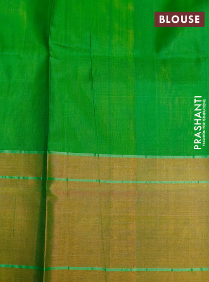 Pure uppada silk saree yellow and light green with zari woven floral buttas and long zari woven border