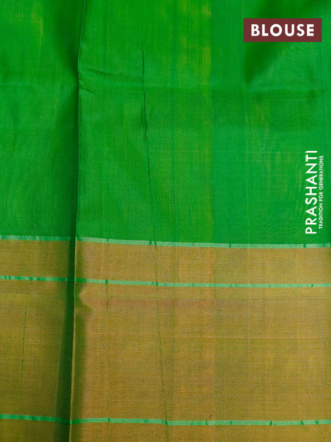 Pure uppada silk saree yellow and light green with zari woven floral buttas and long zari woven border