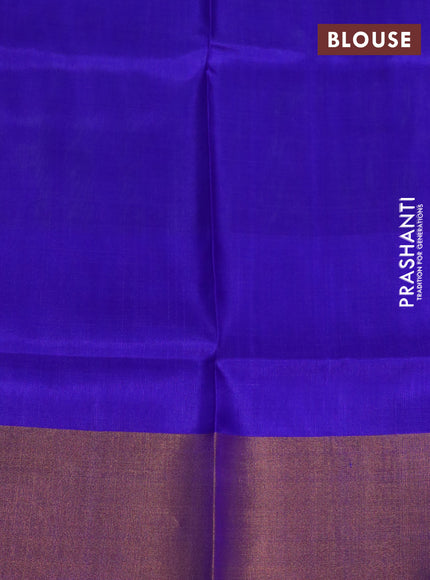 Pure uppada silk saree dual shade of bluish green and blue with jamdhani buttas and jamdhani woven pallu