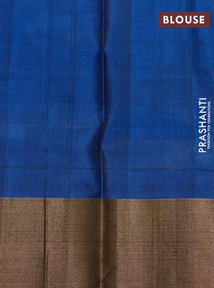 Pure uppada silk saree coffee brown and cs blue with jamdhani buttas and jamdhani woven pallu