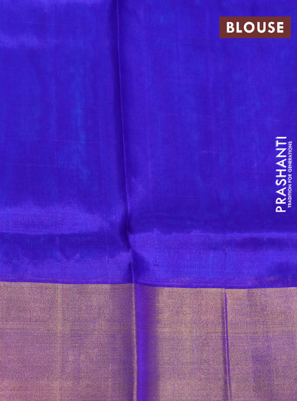 Pure uppada silk saree dual shade of blue and royal blue with allover silver & gold zari woven floral buttas and zari woven border