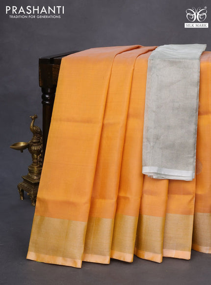 Pure uppada silk saree yellow with silver zari woven coin buttas and silver zari woven border