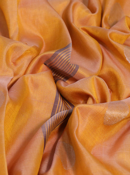 Pure uppada silk saree yellow with silver zari woven coin buttas and silver zari woven border