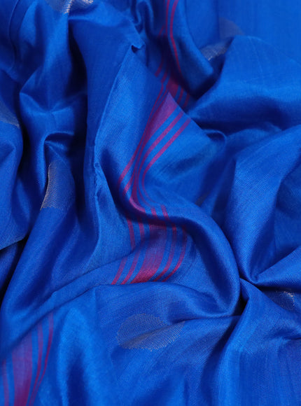 Pure uppada silk saree cs blue with silver zari woven coin buttas and silver zari woven border