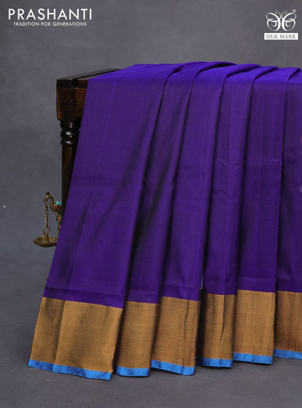 Pure uppada silk saree blue and cs blue with zari woven jamdhani buttas and zari woven border