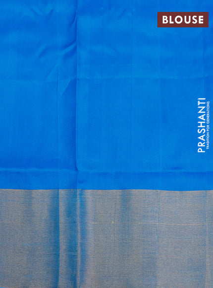 Pure uppada silk saree blue and cs blue with zari woven jamdhani buttas and zari woven border