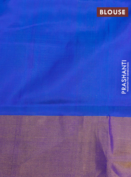 Pure uppada silk saree blue and cs blue with zari woven jamdhani buttas and zari woven border