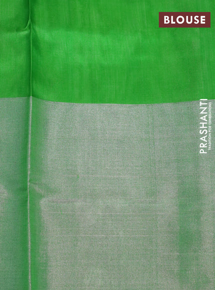 Pure uppada silk saree light green with silver zari woven buttas and long silver zari woven border